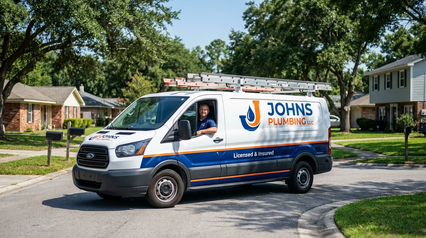 Johns Plumbing LLC service van in Roland, IA
