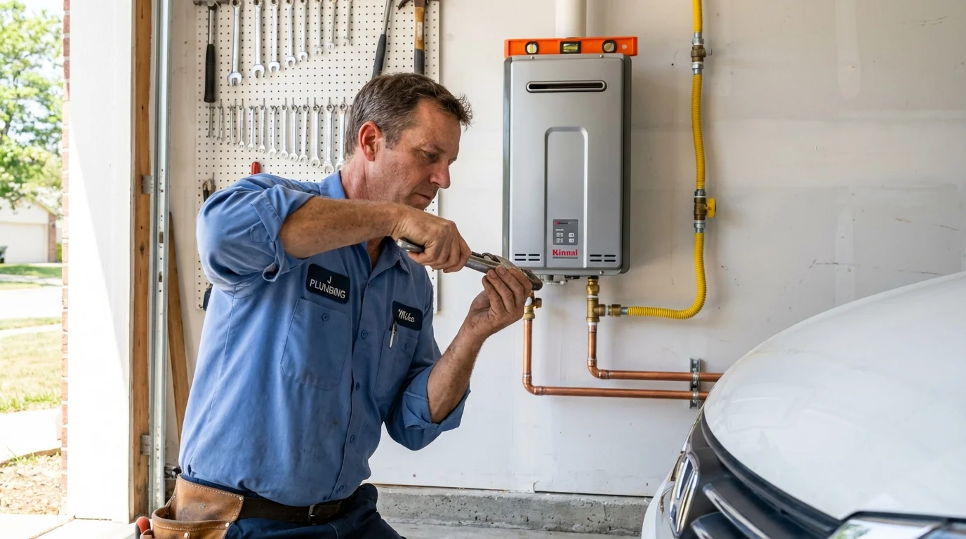 Tankless water heater installation by a Johns Plumbing LLC plumber in Roland